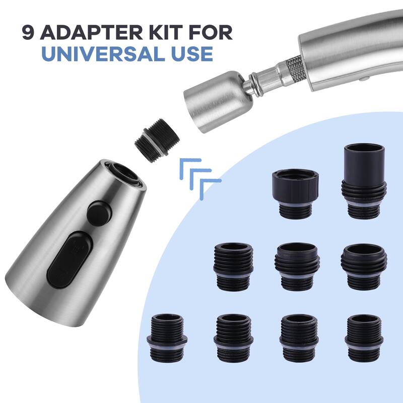 WOWOW 3 Function Kitchen Faucets Head Replacement with 9-Adapters