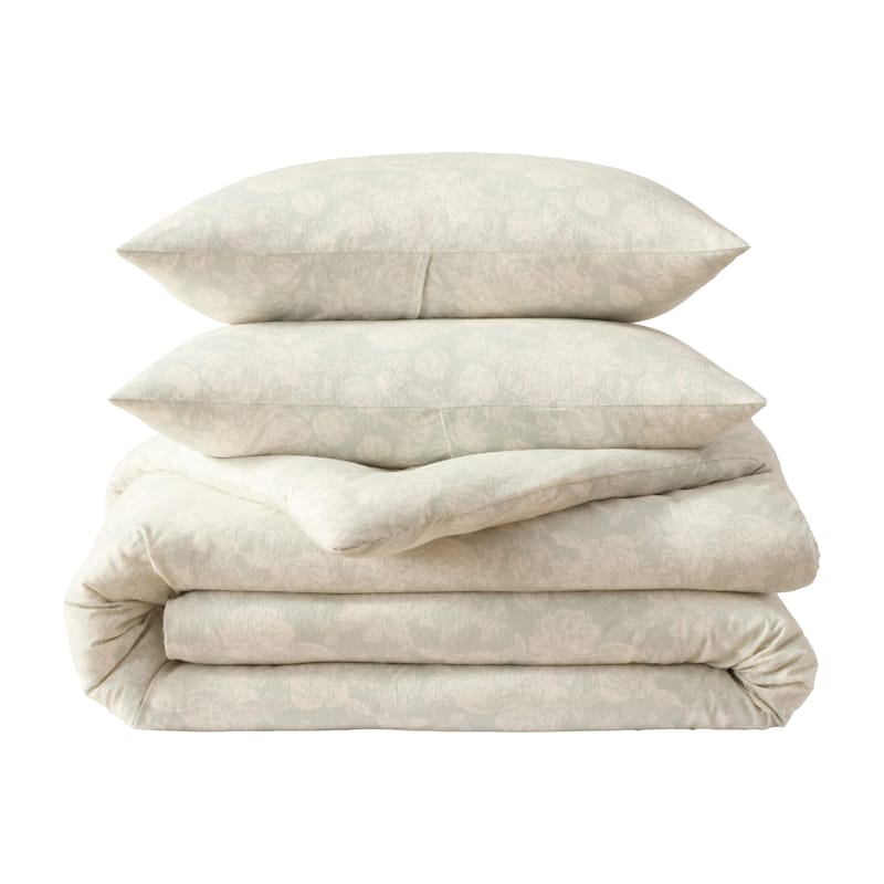 Laura Ashley Meredith Cotton Flannel Grey Comforter Set