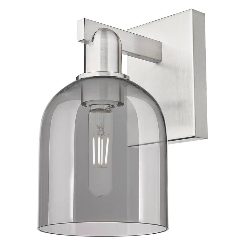 Innovations Lighting 716-1W-12-6 Bella Sconce Bella 12" Tall Wall - Brushed Satin Nickel / Light Smoke