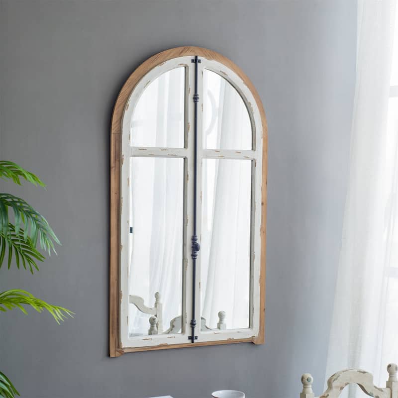 Arch-Crowned Top Wood Wall Mirror