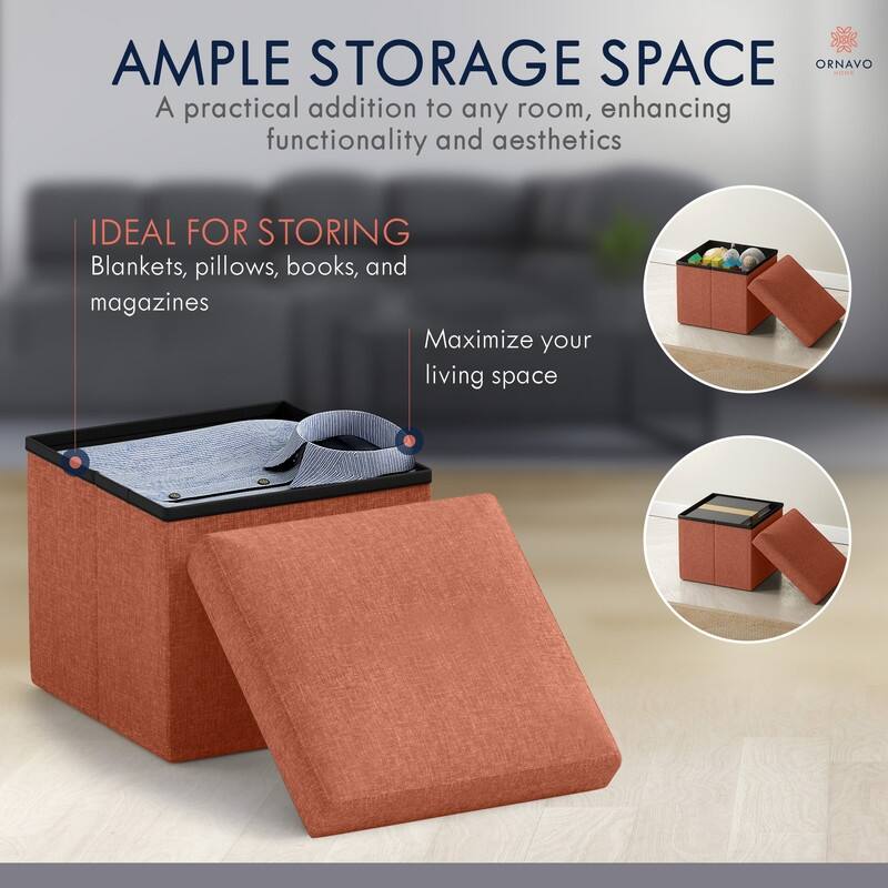 Small Foldable Square Storage Ottoman Cube