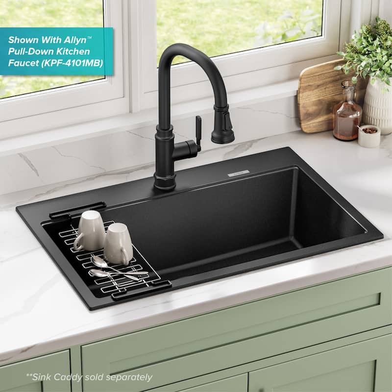 KRAUS Granite 31 inch 1-Bowl Undermount Drop-in Kitchen Sink