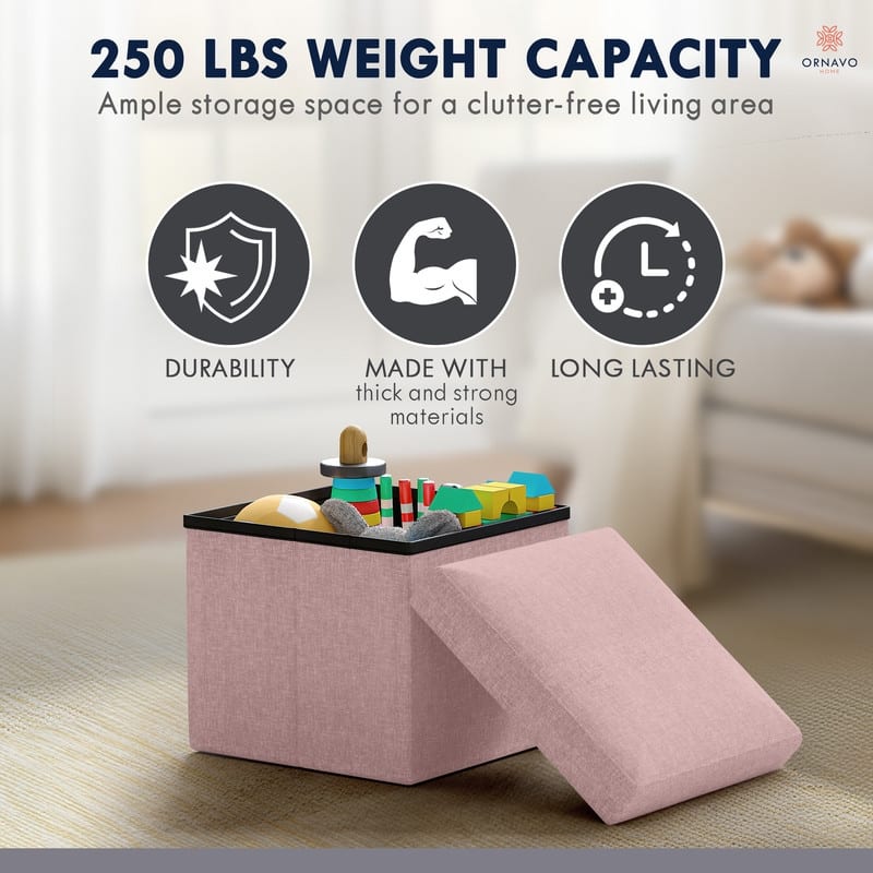 2 Pack Small Foldable Square Storage Ottoman Cube