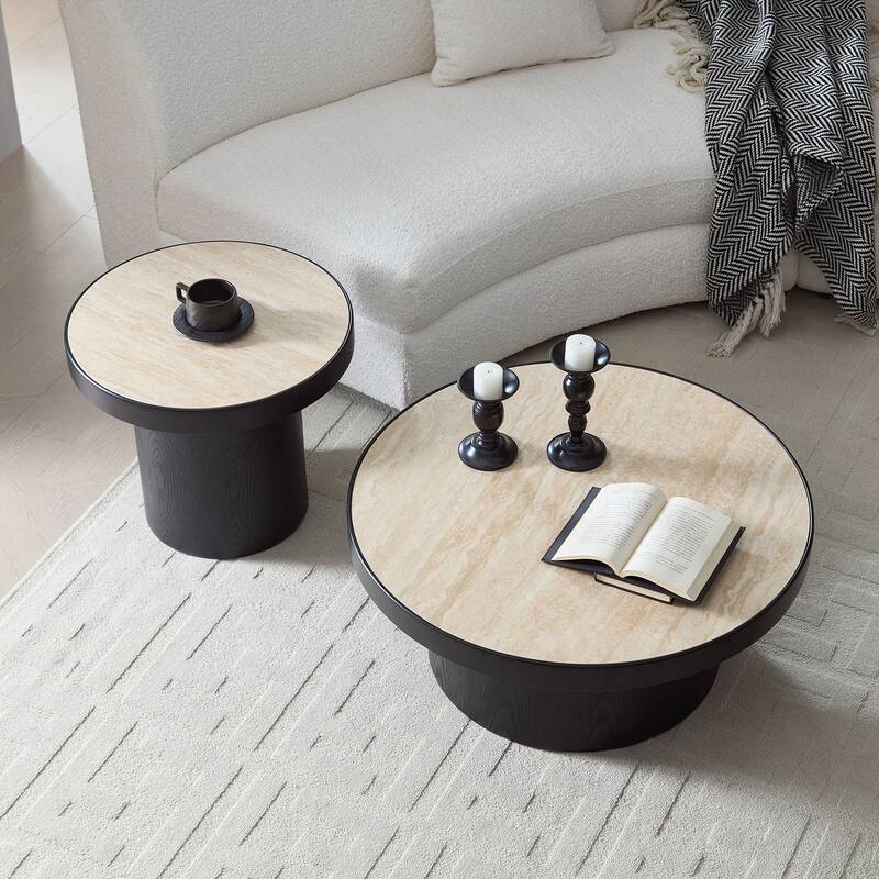 Coffee Table Set of 2 ,MDF Round Coffee Table for Living Room ,Apartment