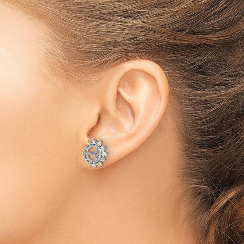 Curata 925 Sterling Silver 14mm Peridot Earrings Jacket