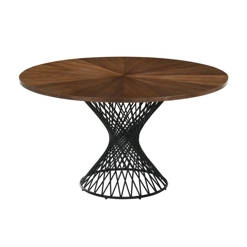 Cirque Polly Black or Walnut Wood 5 Piece Dining Set with Pedestal Base
