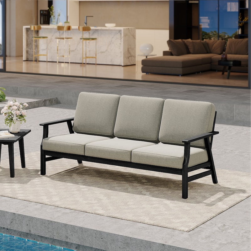 Casual Wood Cushioned 5-Piece Outdoor Patio Conversation Set