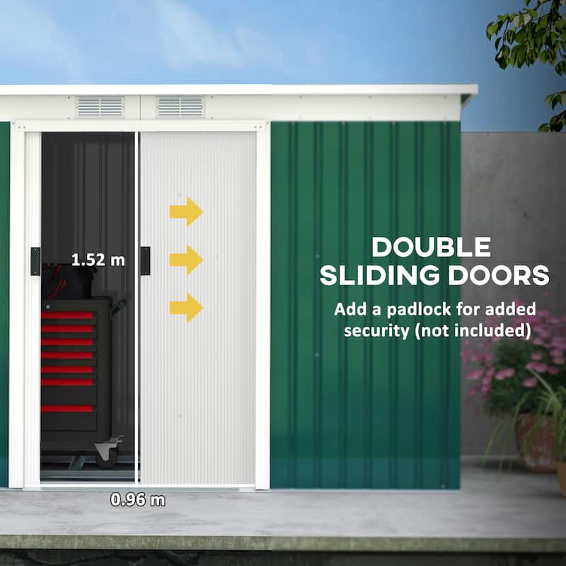 Outsunny 9' x 4' Outdoor Rust-Resistant Metal Garden Vented Storage Shed with Spacious Layout & Durable Construction