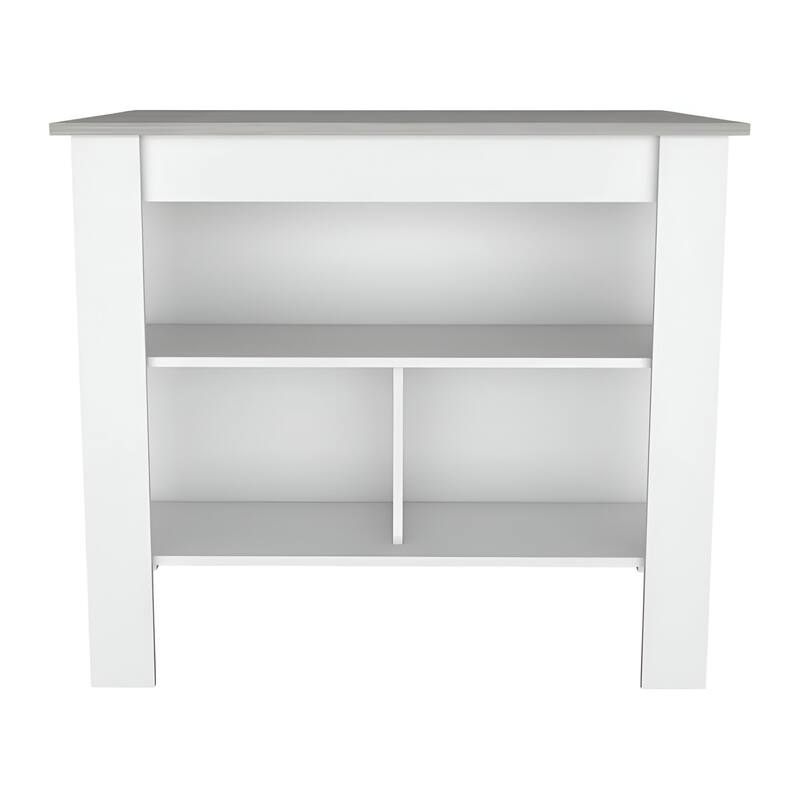 HomeRoots White and Gray 41" Kitchen Island With Storage - 27.5" X 40.50" X 27.50"