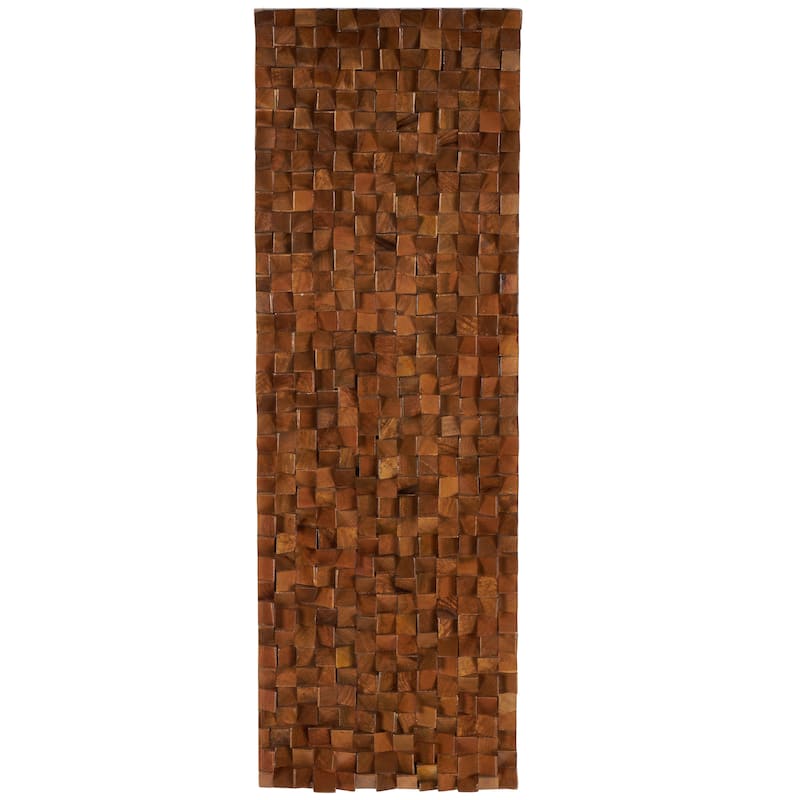 Brown Mango Wood Handmade 3D Cube Inspired Panel Geometric Home Wall Decor