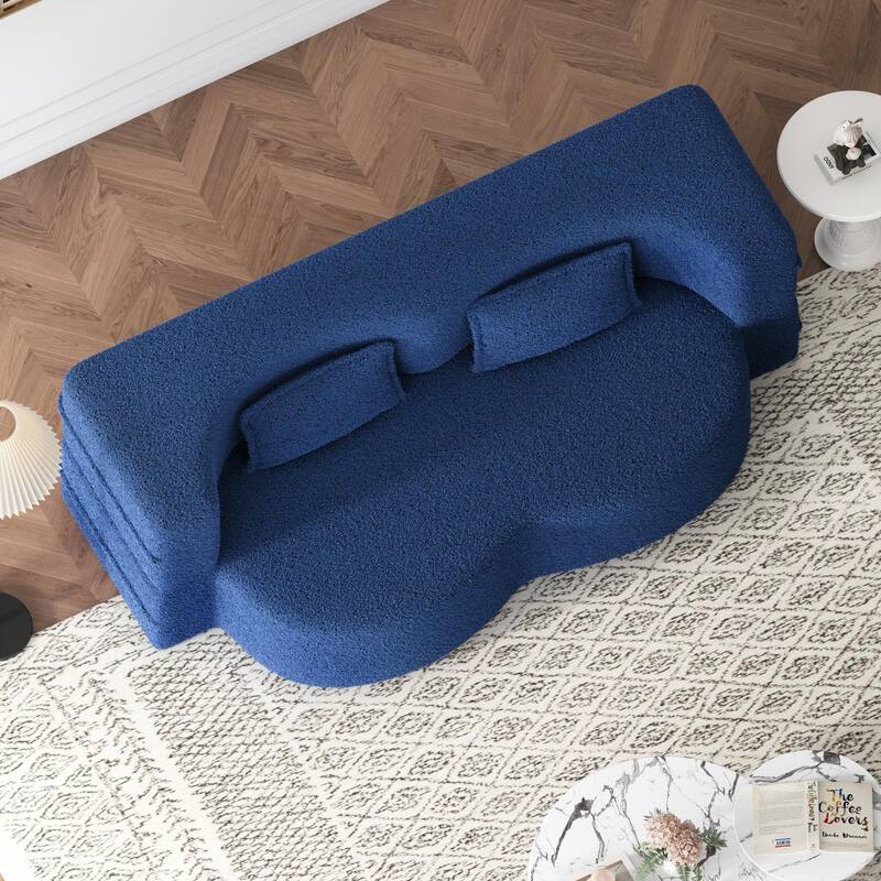 Modern Convertible Floor Sofa,15" Size,Teddy,2 Pillows,No Assembly
