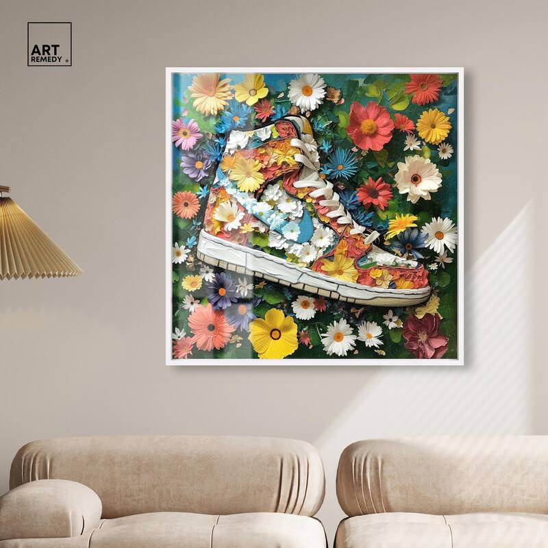 Painted in Floral Sneaker Shadowbox by Art Remedy