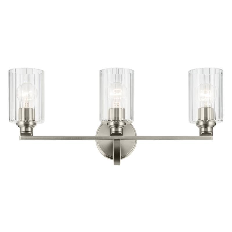 Kichler Lighting Gioe 24.25" 3-Light Vanity Light with Clear Fluted Glass in Brushed Nickel