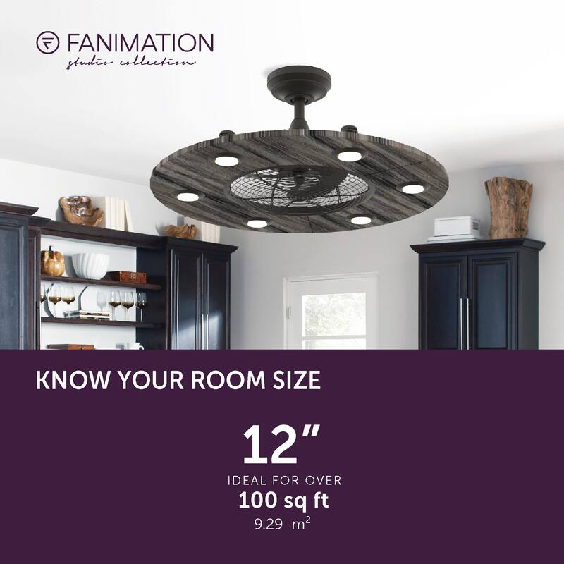 Fanimation Studio Collection Dex 12 inch Matte Griege Fandelier Ceiling Fan With LED Lights and Remote