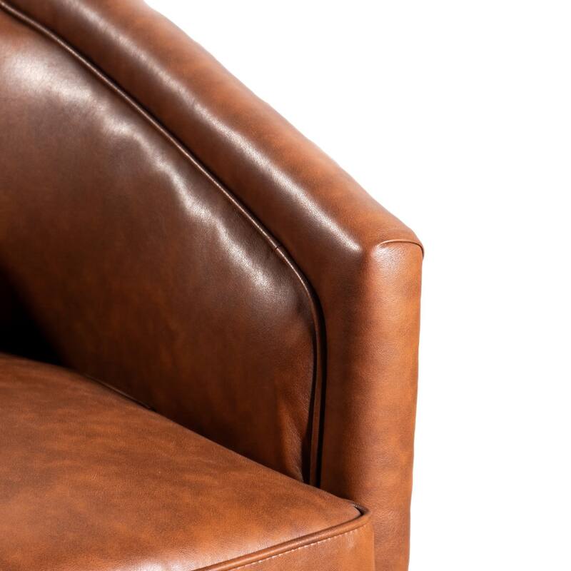 Traditional Club Style Upholstered Accent Chair with 360° Swivel Metal Base