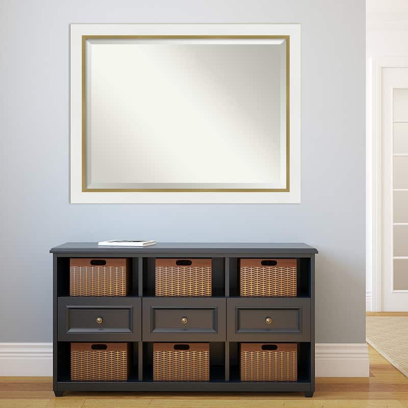 Beveled Wall Mirror - Eva White Gold Frame - Eva White Gold