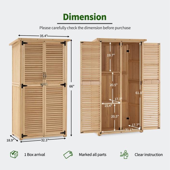 MCombo Outdoor Storage Cabinet Shed, Shuttered Doors with Lock, Wooden 0709 / 0808 / 1900