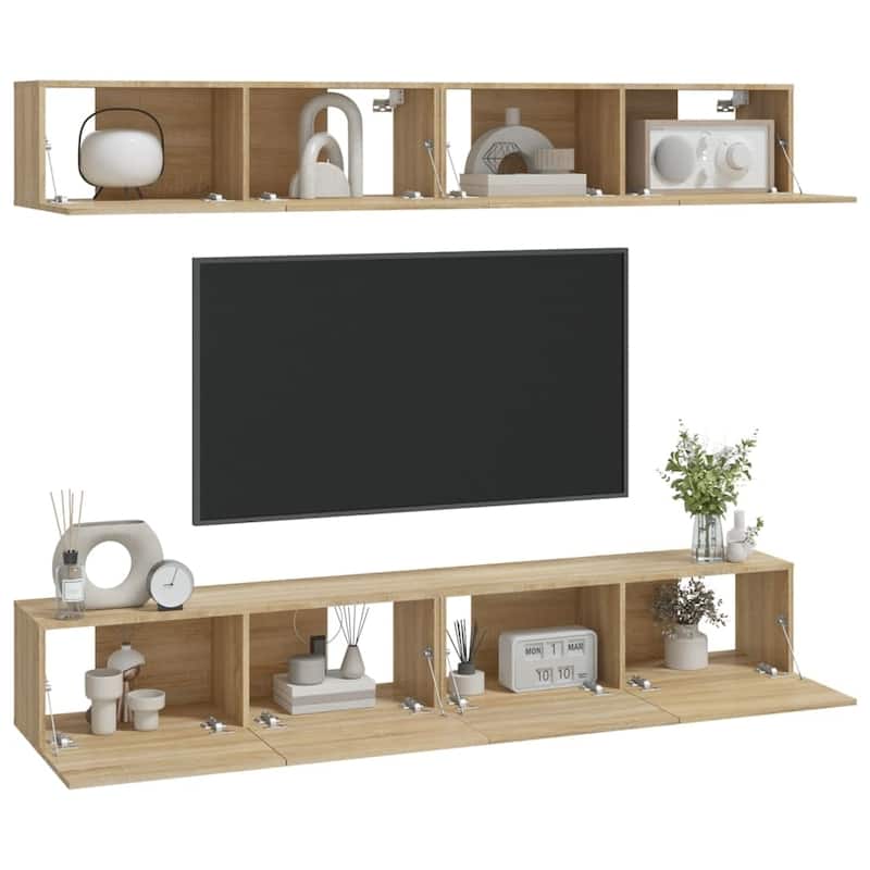 vidaXL Wall TV Cabinet Set of 4 Sonoma Oak Engineered wood - 11.8 x 39.4 x 11.8 in