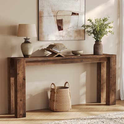Solid Wood Console Table 70.9-Inch Long Narrow Sofa Table Behind Couch