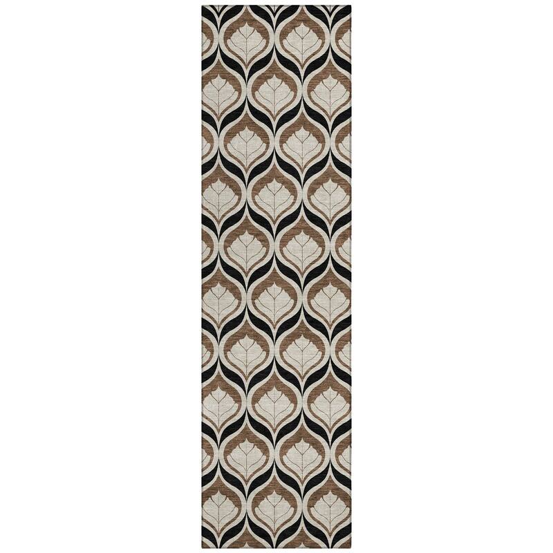 Machine Washable Indoor/ Outdoor Modern Trellis Chantille Rug