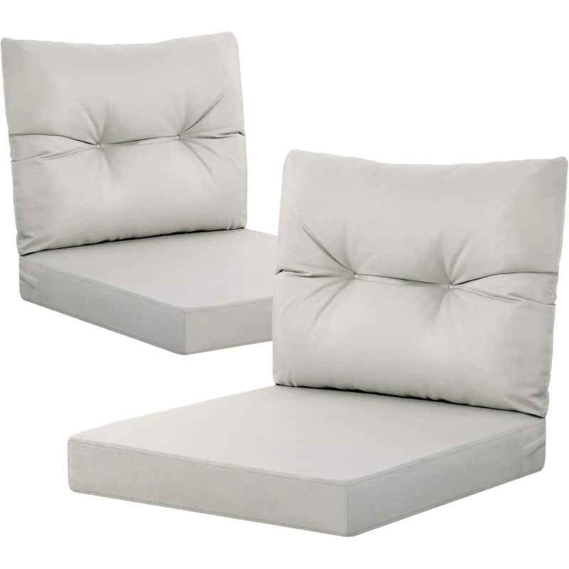 WINSOON 24x24 Inch Outdoor Deep Seat Cushion Set,Waterproof and Resistant Set Of 2 - Light Grey
