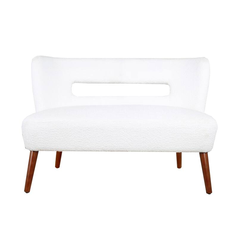 Porthos Home Hedra Sherpa Fabric Loveseat Small Couch Sofa with Wooden Legs