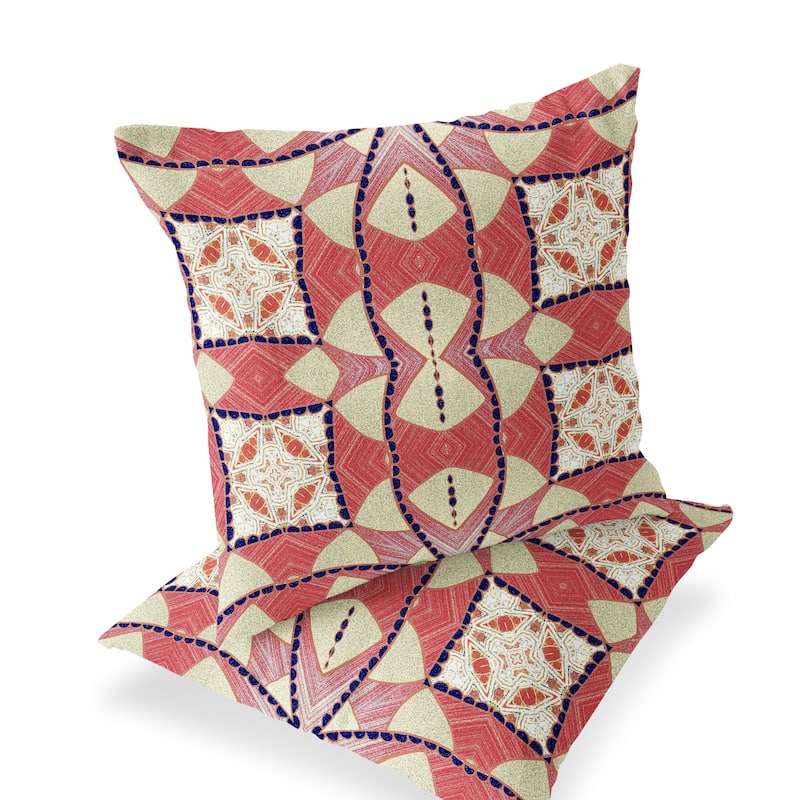 HomeRoots Set of Two 16" X 16" Yellow and White Blown Seam Eclectic Indoor Outdoor Throw Pillow - 16.00' X '16.00' X '5.00