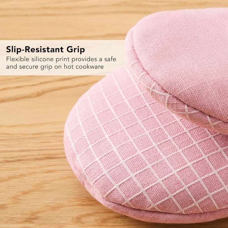 KITCHENAID Gourmet Series Gridlines Mini Oven Mitts 2-Pack Set, Heat Resistant up to 600°F, Soft Silicone Grip, Magnetic Cuff