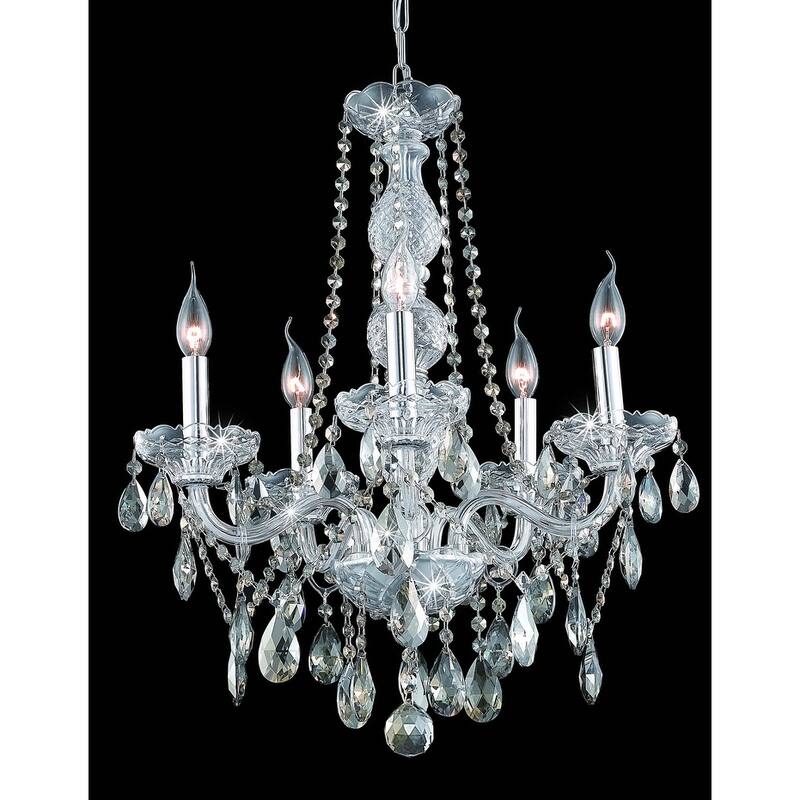 Fleur Illumination Collection Chandelier D:21in H:26in Lt:5 Chrome Finish - Chrome/royal cut crystals (golden teak)