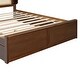 preview thumbnail 11 of 11, Queen Rattan Headboard Bed Frame with Storage Drawers and Pull-Out Trundle, Elegant Design, Durable Slat Support, Walnut