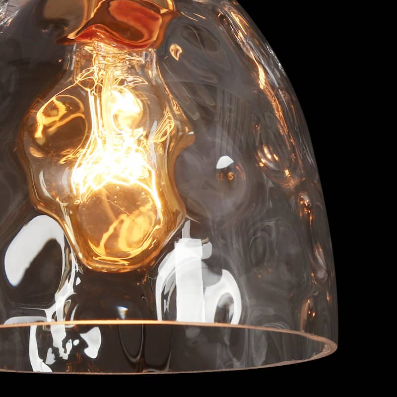 Elisie Modern Glam Cluster Chandelier 5-Light Water Hammered Glass Adjustable Foyer Pendant Light - D 19.7" x H 67.2"