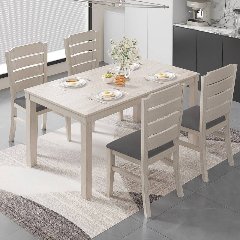 Solid Wood Dining Chairs Set of 2/4/6, Farmhouse Fabric Chairs with Back, Oval Side Chairs for Kitchen