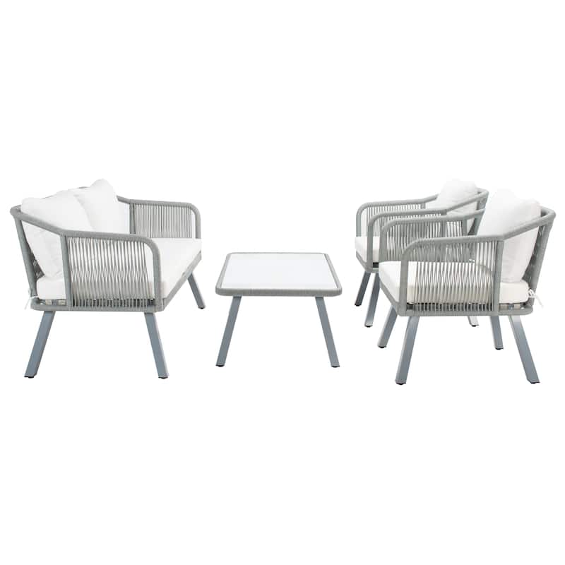 SAFAVIEH Outdoor Arly 4-Piece Rope Patio Set - 39Wx26Dx15H