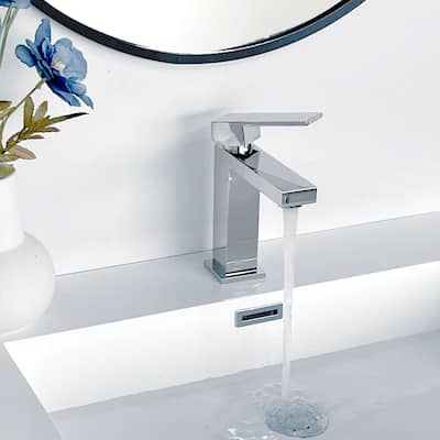 STYLISH Bathroom Faucet Single Handle Polished Chrome Finish, B-112 AVA - Faucet Height: 6 1/2" | Spout Height: 4 1/2"