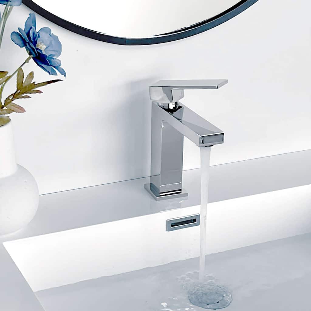 STYLISH Bathroom Faucet Single Handle Polished Chrome Finish, B-112 AVA - Faucet Height: 6 1/2" Spout Height: 4 1/2"