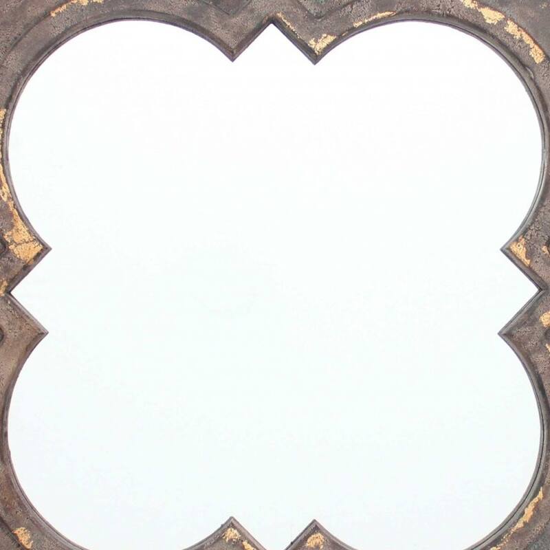 HomeRoots 36" Distressed Square Accent Mirror Wall Mounted With Frame - 18.5