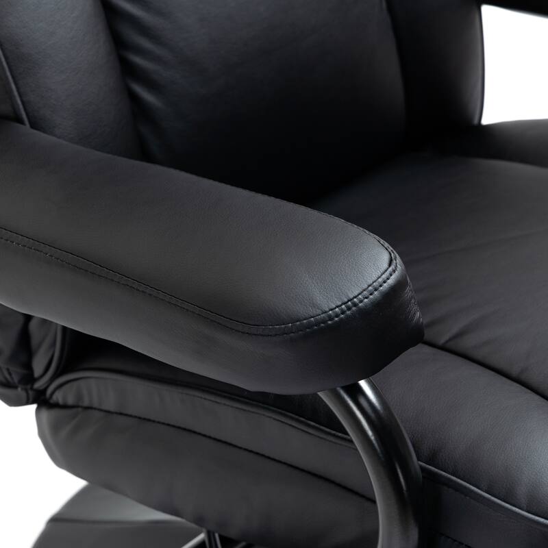 Adjustable Swivel Manual Recliner Chair PU Leather Upholstery Armchair with Footrest for Living Room Office or Bedroom