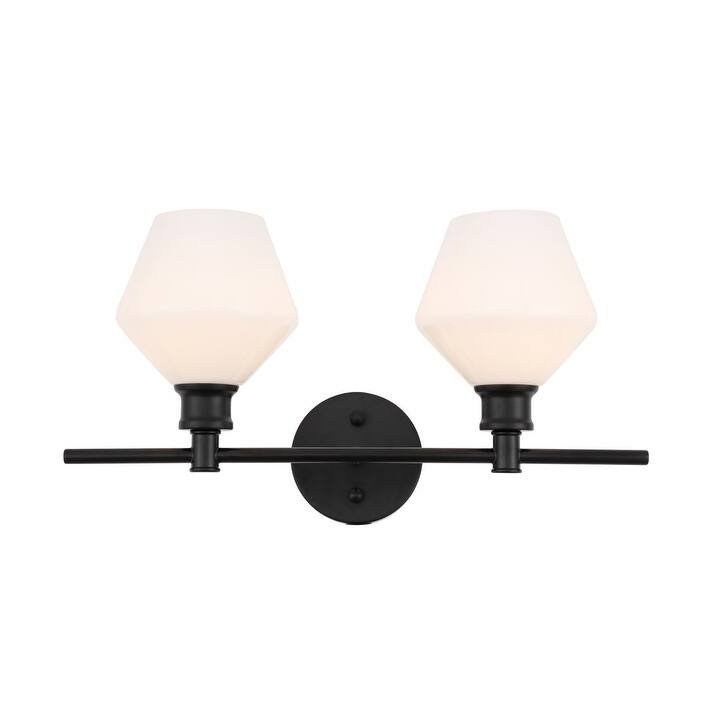 Gerald 2-Light Wall Sconce - 19.1/10.2 - 19.1/10.2 - Black/Frosted