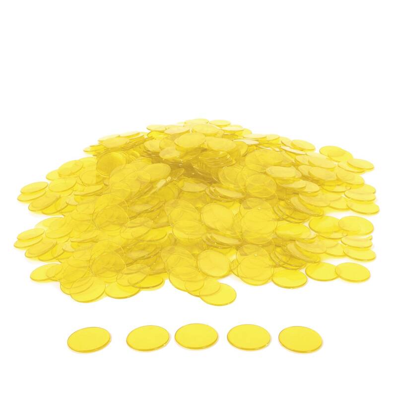 GSE™ 500-Pack 3/4-inch Plastic Bingo Chips for Bingo Game, Counting, Sorting, Science, Educational Markers - Yellow