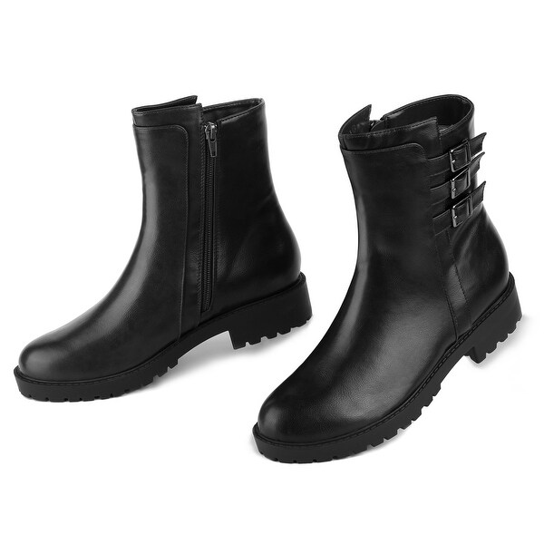 combat block heel boots