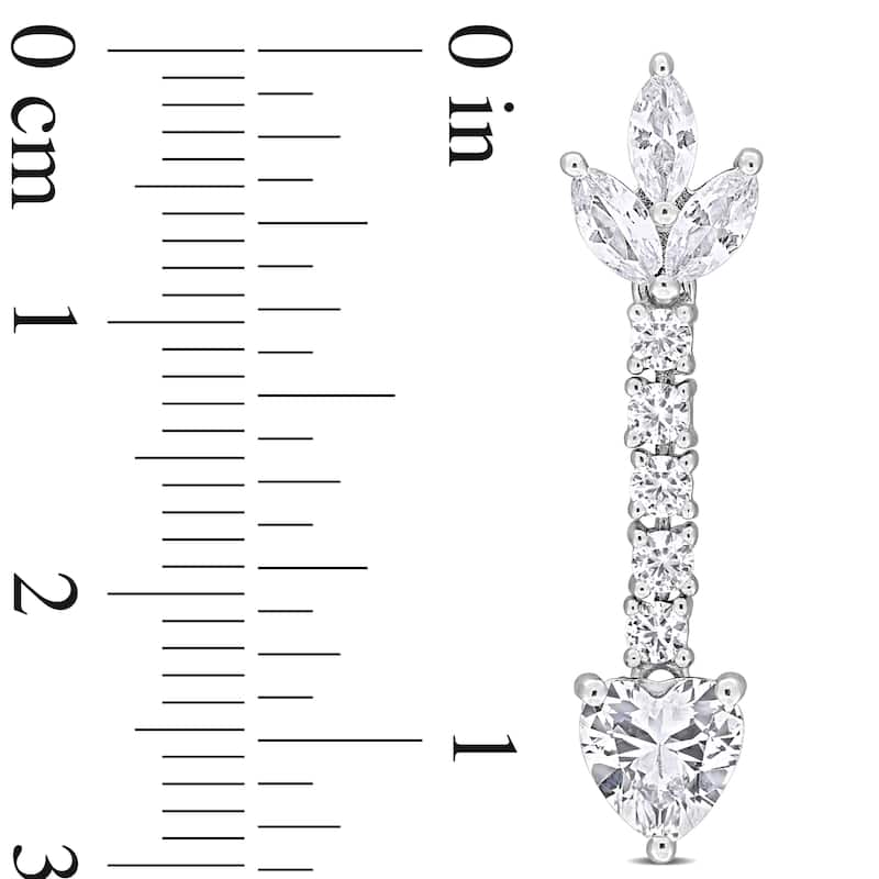 Miadora 3 5/8ct TGW Created White Sapphire Heart Drop Earrings Sterling Silver