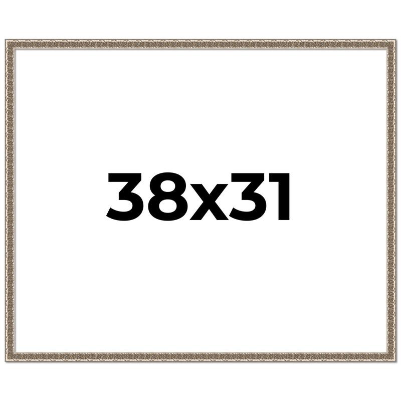 38x31 Frame Silver Versailles Ornate Solid Wood Picture Frame | 1 Inch
