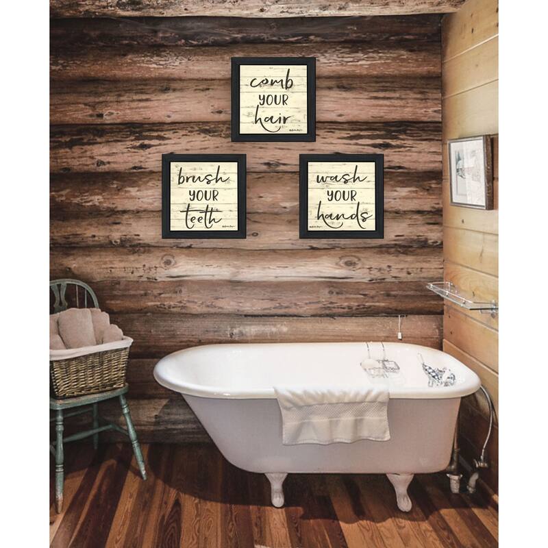 Trendy Decor 4U "Bathroom Commands" Printed Framed Wall Art by Susie Boyer
