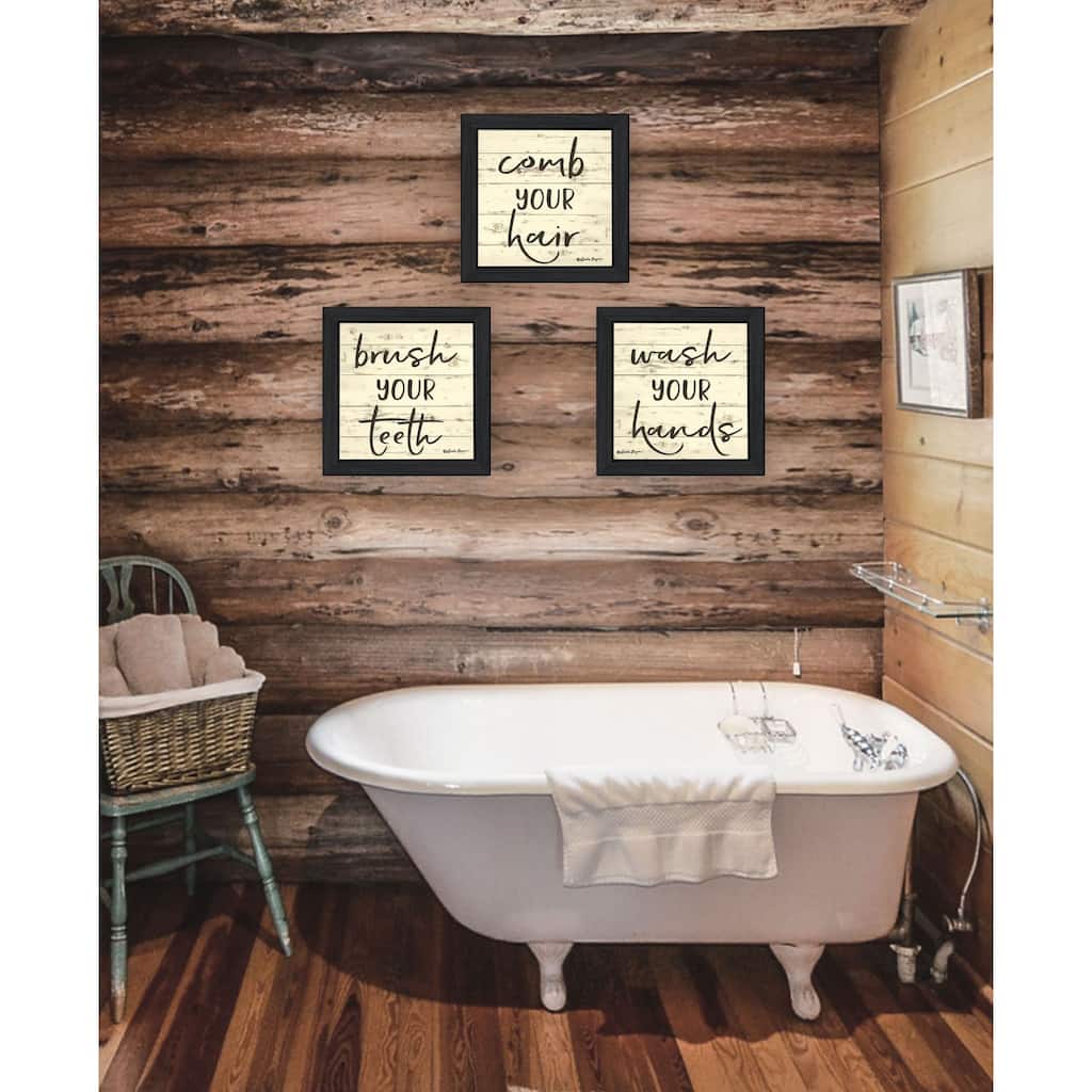 Trendy Decor 4U "Bathroom Commands" Printed Framed Wall Art by Susie Boyer