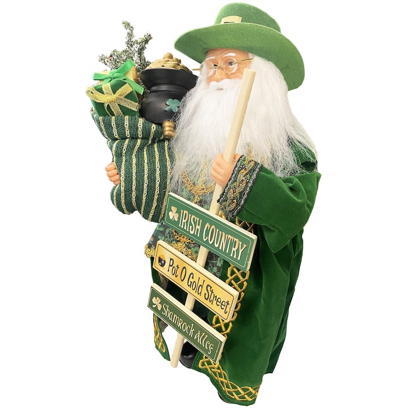 15" Pot O' Gold Irish Santa