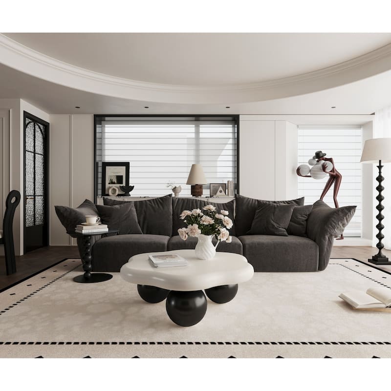 35" Cloud Shaped Modern Minimalist Coffee Table with Spherical Legs