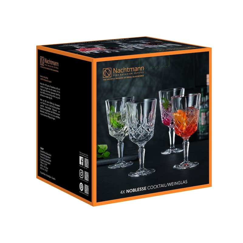 Nachtmann Set of 4 Noblesse Crystal Cocktail Glasses - 12 oz