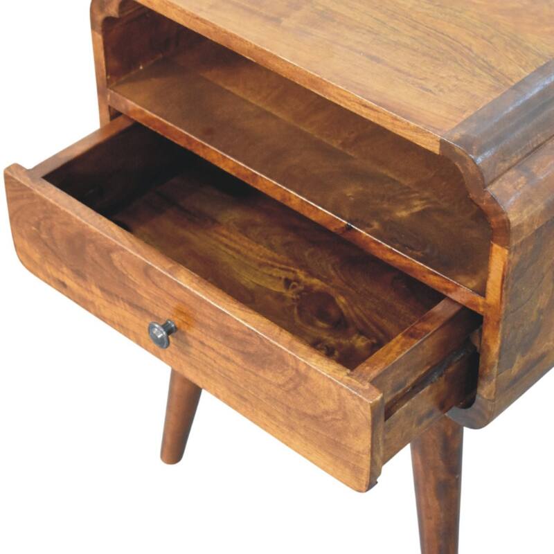 HomeRoots 22" Chestnut Solid Wood Oval One Drawer Nightstand