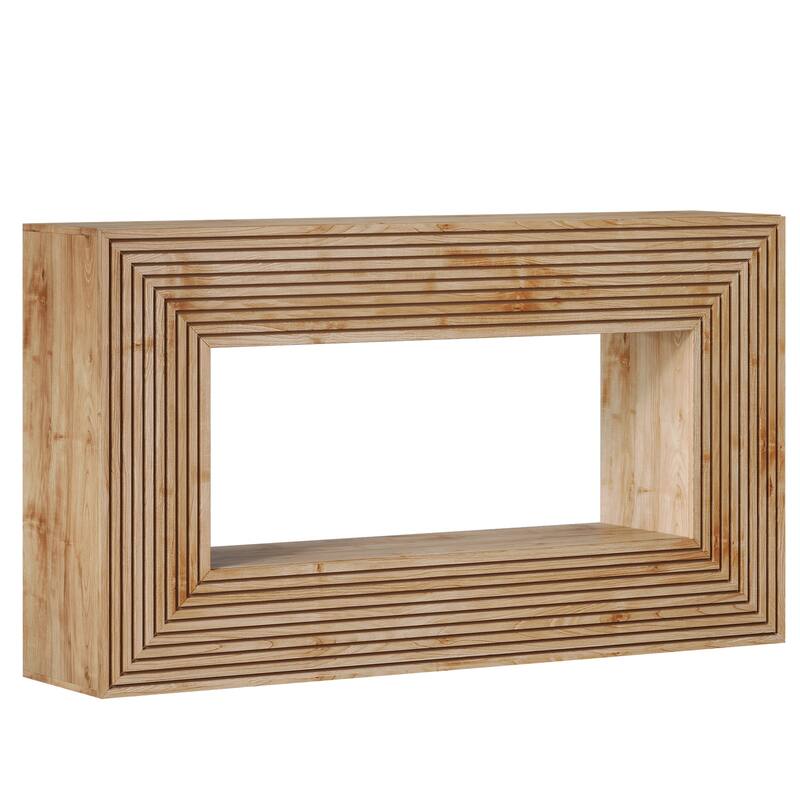 59" Farmhouse Fluted Entryway Console Table with Storage for Living Room and Hallway