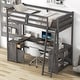 preview thumbnail 5 of 28, Twin Size Wood Loft Bed with Desk, Drawers and Storage Shelves Antique brown